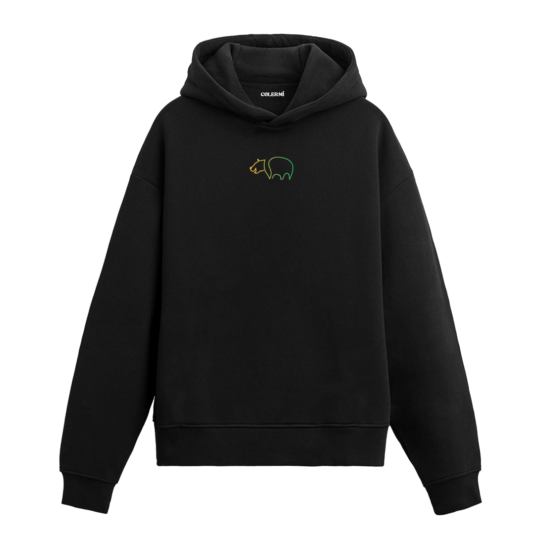 River Patrol Hippo Graphic Hoodie - Minimalist Silhouette, Nature’s Strength