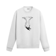 Suyun yüzeyinden aşağı doğru süzülen insan silueti figürlü Colermi sweatshirt.