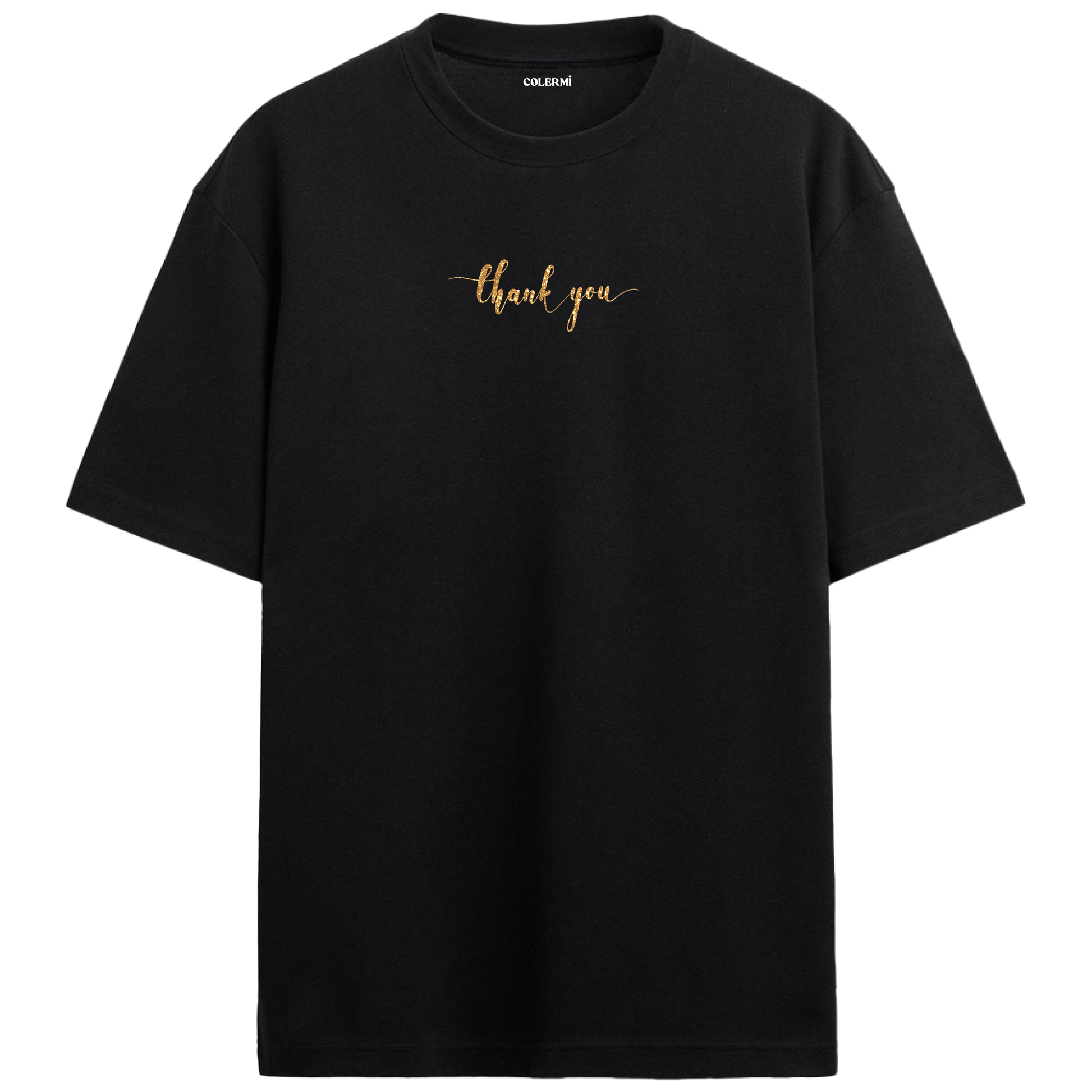 “thank you” yazılı minimal tasarımlı oversize tişört, zarif tipografi ve rahat kesimiyle şık bir görünüm sunar.