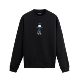 UFO’nun ışınlarıyla üç farklı surat figürünü çektiği uzay temalı Colermi sweatshirt tasarımı.