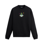 Uçan daire içinde uzaylı figürü bulunan eğlenceli Colermi sweatshirt tasarımı
