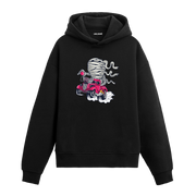 Yarış arabası kullanan mumya tasarım baskılı hoodie – enerjik ve mizahi tarz