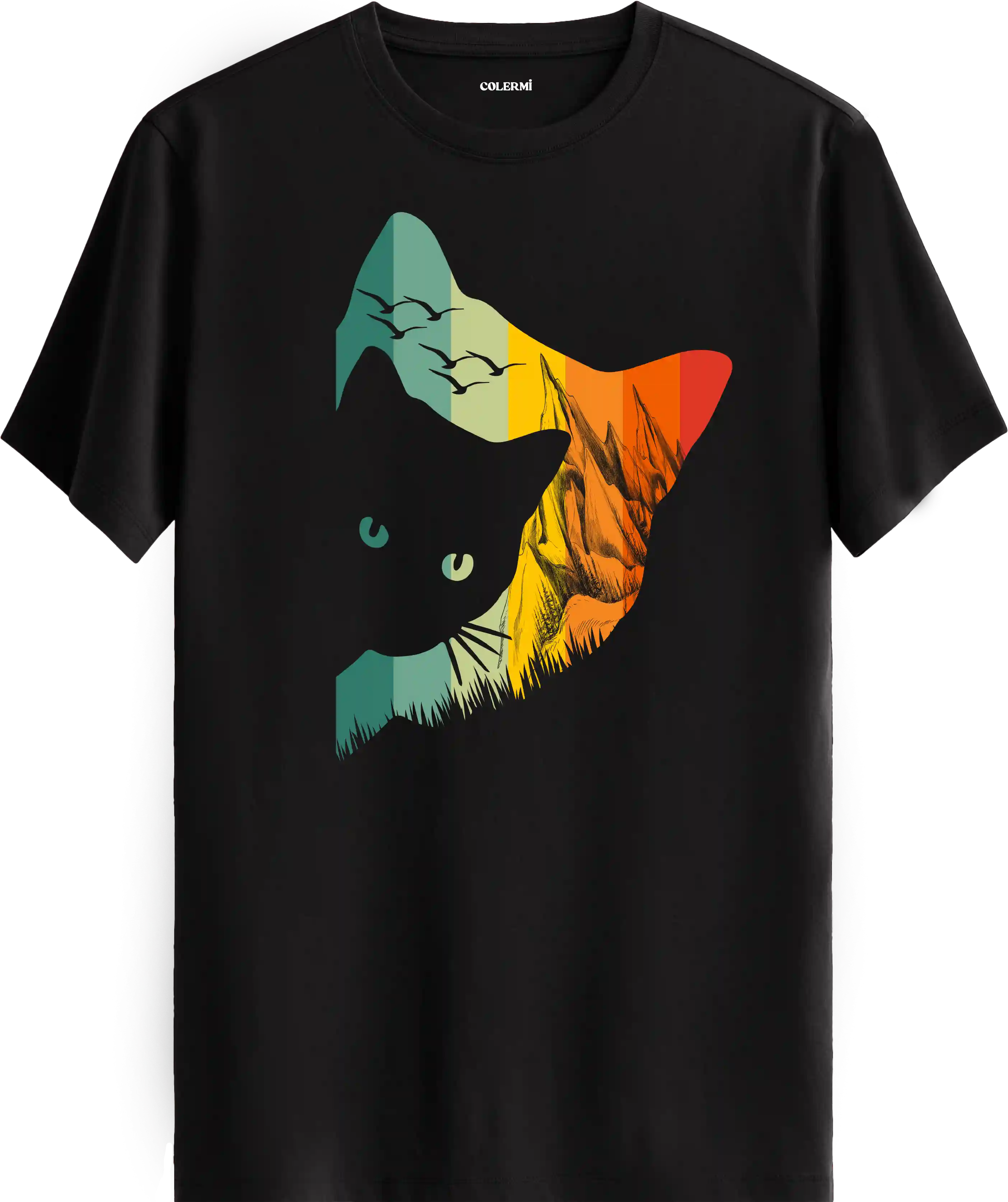 Retro Cat Baskılı Tişört