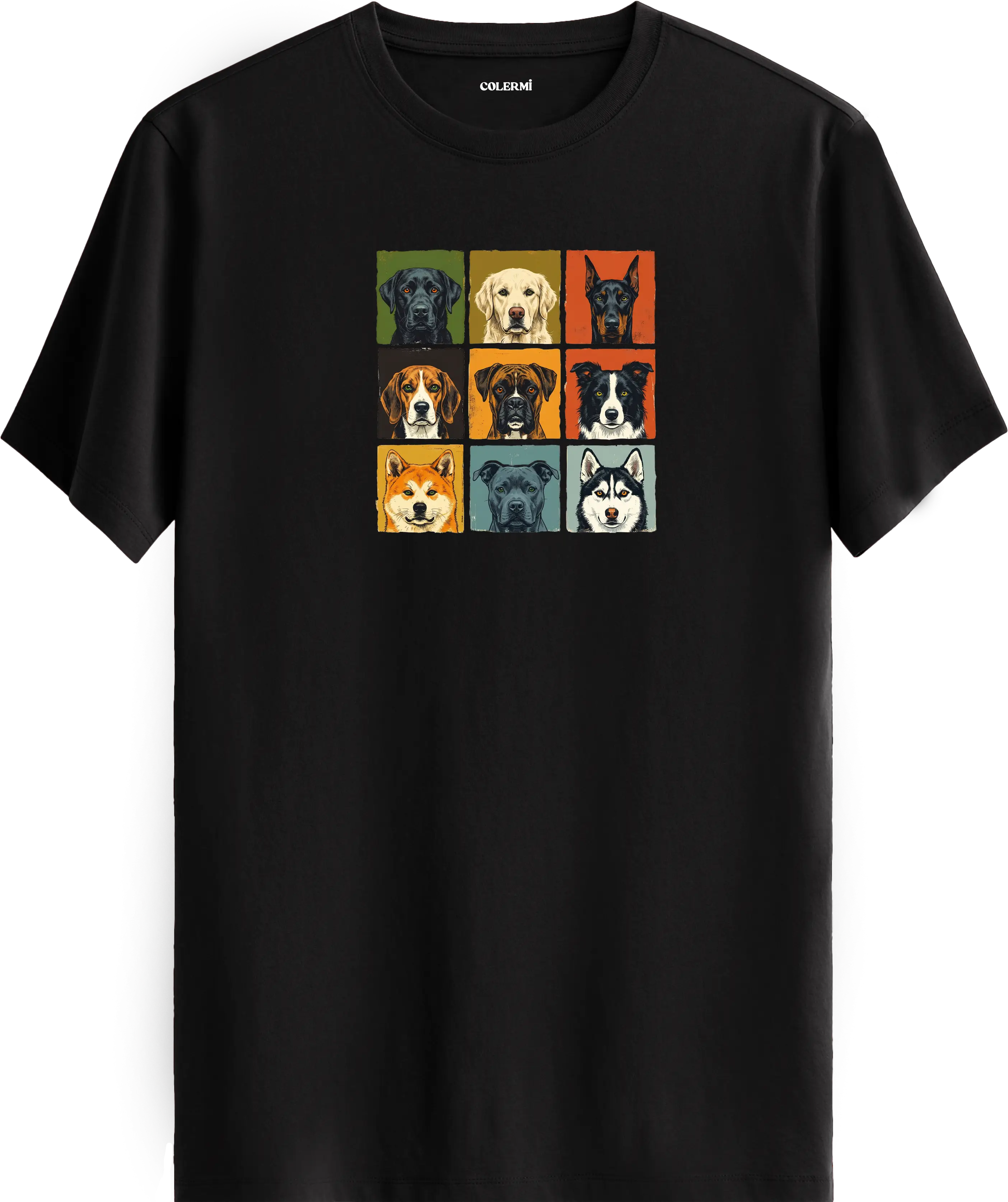 Retro Köpek Kolaj Tasarım Tişört