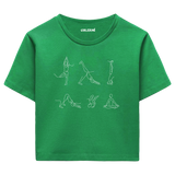 Yoga Crop T-Shirt - Minimal Çizgi Sanatı Yoga Pozları