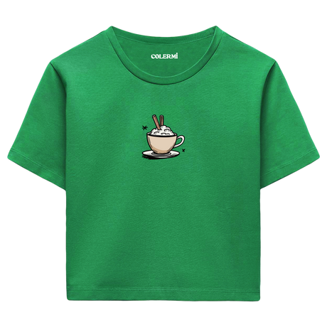 Colermi Kadın Crop Top Tişört - Kahve İllüstrasyonu