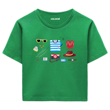 Colermi - Yaz Tatili Temalı Kadın Crop T-Shirt