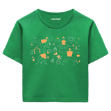 Yoga Crop T-Shirt - Yoga Hayatı İllüstrasyonlu Crop Tişört