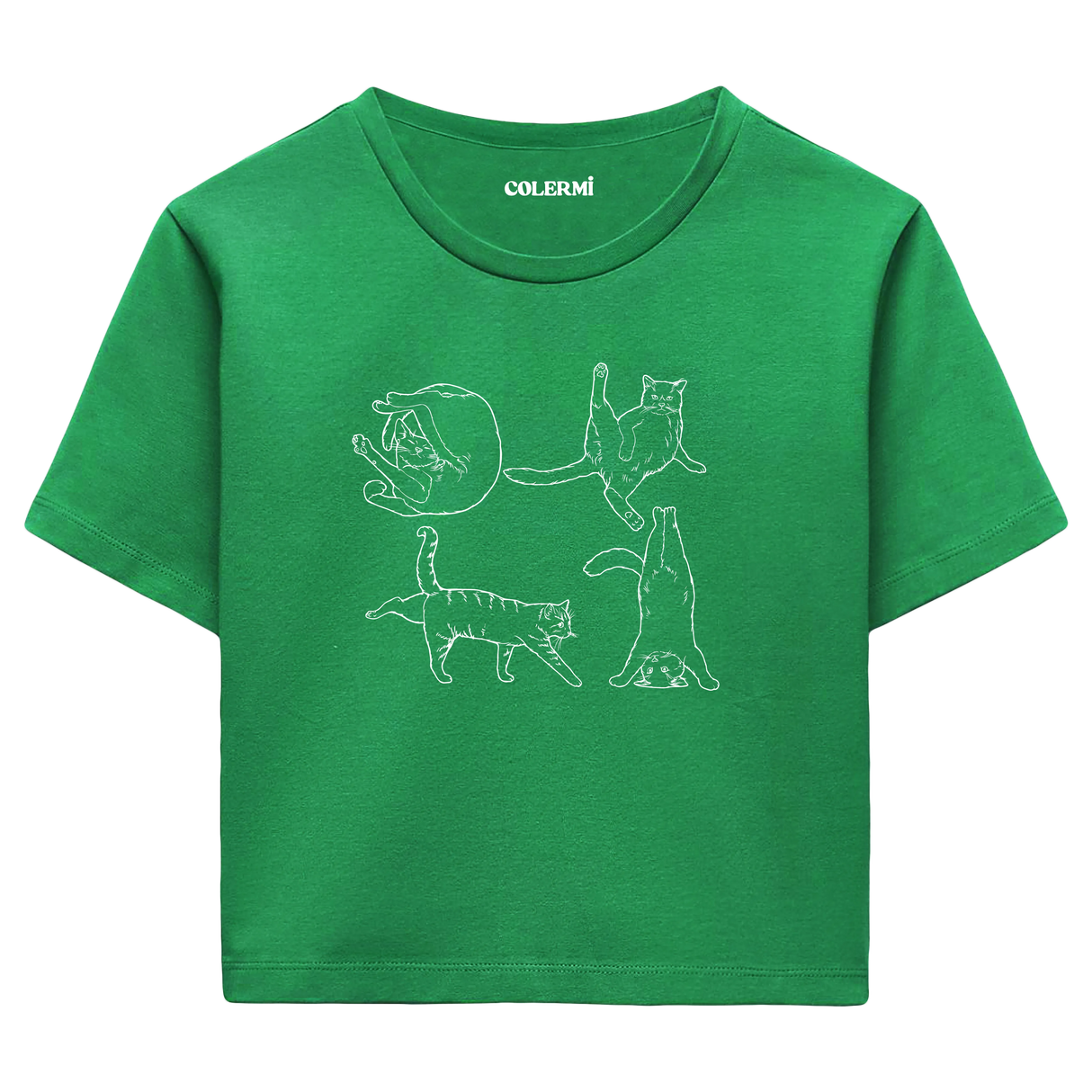 Yoga Crop T-Shirt - Tatlı Kedinin Yoga Pozu
