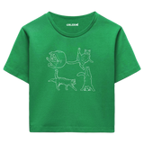 Yoga Crop T-Shirt - Tatlı Kedinin Yoga Pozu