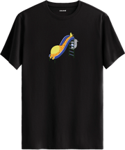 Zürafa kaydırak tasarımlı siyah renk tişört eğlenceli hayvan baskılı tasarım